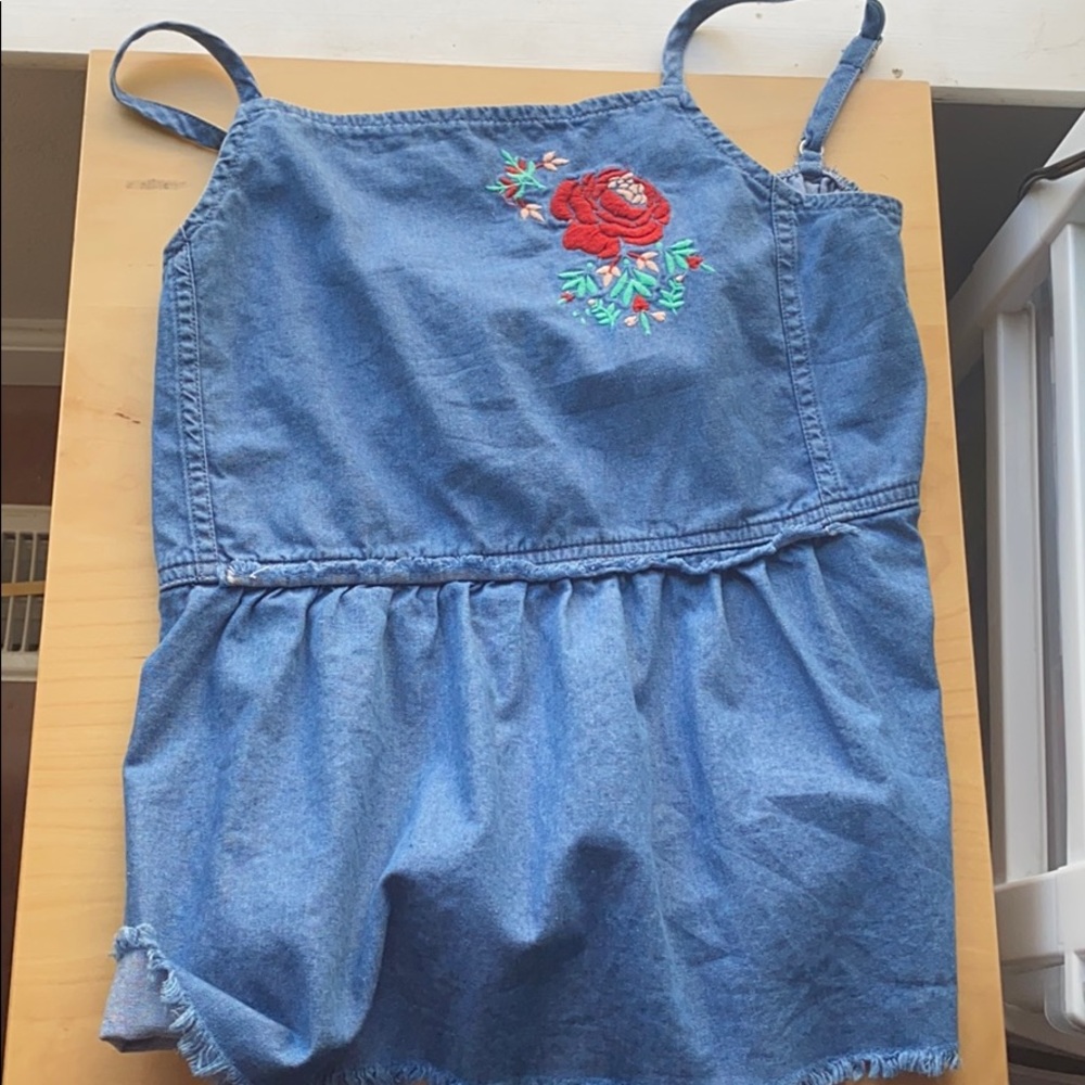 Cute Jean shirt with flowers